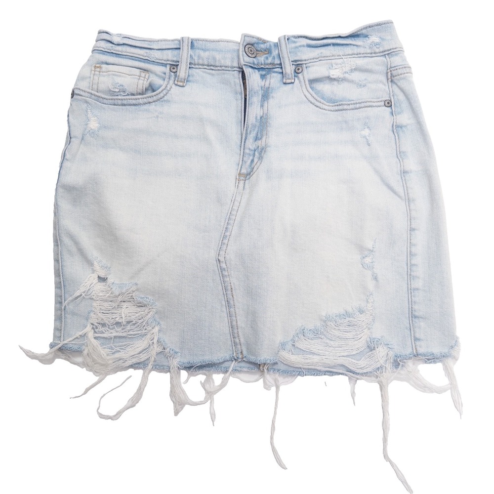 Y2K Eunina Alexis High Rise Denim Mini Skirt Women's Small Distressed Light Wash